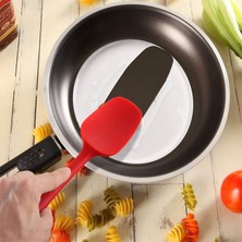 Rainbow Paslanmaz Çelik Çekirdekli Silikon Spatula Seti (4 Parça Set, Kırmızı) (Yurt Dışından)