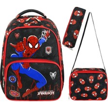 Spiderman Örümcek 3'lü Set Ilkokul Çantası, Termal Beslenme Çantası ve Kalem Kutusu Seti