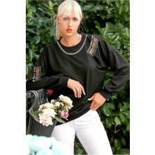 Kadın Siyah Oversize Sweatshirt