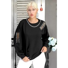 Kadın Siyah Oversize Sweatshirt