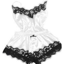 Erotixen 2 Parça Kadın Saten Pijama Takımı Kostüm Giyim Gecelik