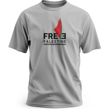 Zaytoon Tişört, Kısa Kollu Unisex Free Palestine Yazılı Ve Filistin Haritalı Dijital Baskılı Tişört