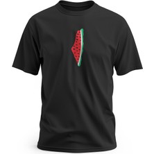 Zaytoon Tişört, Kısa Kollu Unisex Filistin Haritası, Karpuz Dilimi Tasarımlı Dijital Baskılı T-Shirt