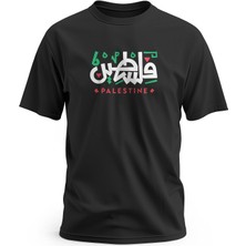 Zaytoon Tişört, Kısa Kollu Unisex Filistin Palestine Renkli Yazı Dijital Baskılı T-Shirt