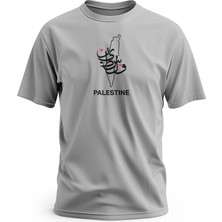 Zaytoon Tişört, Kısa Kollu Filistin Haritası Ve Arapça Filistin Yazılı Dijital Baskılı T-Shirt