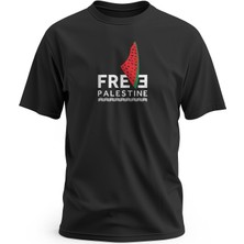 Zaytoon Kısa Kollu Free Palestine Yazısı ve Karpuzlu Filistin Haritası Dijital Baskılı Unisex S - 2xl T300006