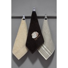 Class 30X50  Pamuklu 3lü Mutfak Havlusu Bej / Kahve /  Kahve Petekli