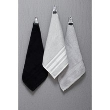 Class 30X50  Pamuklu 3lü Mutfak Havlusu Gri / Gri Petekli / Antrasit