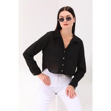 Şimal Kadın Keten Kısa Gömlek