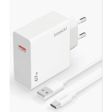 Toocki 67W USB Süper Hızlı Şarj Güç Adaptörü 6A Tip-C Kablo Hızlı Şarj Xiaomi Samsung Macbook Uyumlu