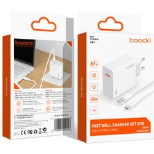 Toocki 67W USB Süper Hızlı Şarj Güç Adaptörü 6A Tip-C Kablo Hızlı Şarj Xiaomi Samsung Macbook Uyumlu