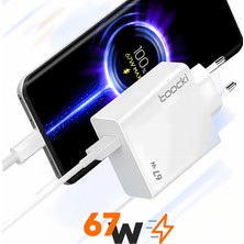 Toocki 67W USB Süper Hızlı Şarj Güç Adaptörü 6A Tip-C Kablo Hızlı Şarj Xiaomi Samsung Macbook Uyumlu