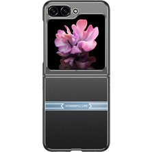 Seashell Digital Samsung Galaxy Z Flip 5g Kılıf Metal+Pc+Tpu Mat Akıllı Telefon Kapağı-Siyah+Mavi (Yurt Dışından)