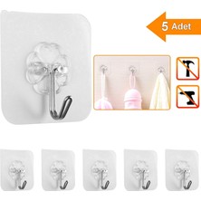 BarkoFix 5 Adet 6X6CM Şeffaf Güçlü Kendinden Yapışkanlı Kapı Duvar Askıları Ağır Yük Taşıma