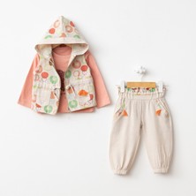 For My Baby Baby Fou Puanlı Keten Yelekli Takım