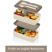 Cosiness Jumbo Dikdörtgen Iki Katlı Lunch Box Beslenme Saklama Kutusu - Bordo