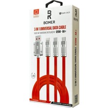 BOMER 3825 120W 6A 3 in 1 UNIVERSAL DATA CABLE 120W 6A ŞARJ VE DATA KABLOSU