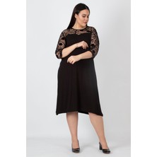 Şans Kadın Siyah Dantel Detaylı Elbise 65N16218