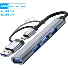 Toocki Orıgınal  2-In-1 4 Port Type C USB 3.0 Hub For Mac Book Pro Air Otg USB 3.0 Adapter Rapid USB Hub