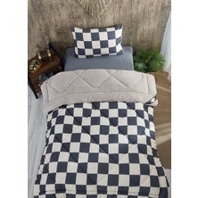 Marla Home Tek Kişilik Welsoft Geometrik Desenli Çift Taraflı Yorgan Seti