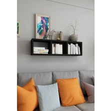 Dekormer Design Kitaplık 90 cm Duvar Rafı Siyah