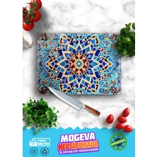 Mogeva Cam Kesme ve Sunum Tablası | Çini Desen | 20CM x 30CM