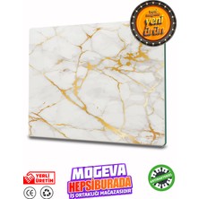 Mogeva Cam Kesme ve Sunum Tablası | Beyaz Gold Mermer | 20CM x 30CM