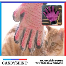 CandyShine Kedi Köpek Tüy Toplayıcı Masaj Yapıcı Tarama Eldiveni Evcil Hayvan Tüy Toplama Tarak Eldiven Pembe