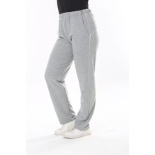 Şans Kadın Büyük Beden Füme Biye Detaylı Yan Cepli Beli Lastikli Eşofman Alt 65N37840