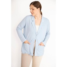 Şans Kadın Büyük Beden Tek Düğmeli Astarsız Cepli Hırka 65N38078