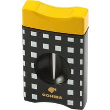 Cohiba Sarı-Siyah Beyaz Desenli V Puro Makası Kesici
