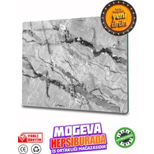 Mogeva Cam Kesme ve Sunum Tablası | Gri Mermer Görünümlü | 20CM x 30CM