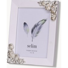 Selim 13X18 Rosengard Çerçeve Beyaz Gümüş
