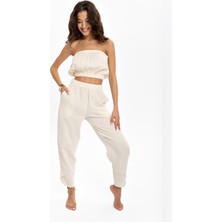 Husufi Naturel Müslin Croptop