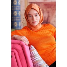 Madame Polo Ipeksi Jakar Safir Eşarp Zebra Desen - Şeftali
