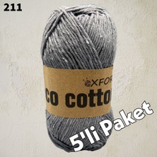 Oxford İplik 5’li Paket Eco Cotton - Rejenere Cotton Ip - 211 Orta Gri