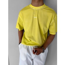Abluka Online Erkek Oversize Yuvarlak Yaka Yıkamalı Catch T-Shirt Sarı