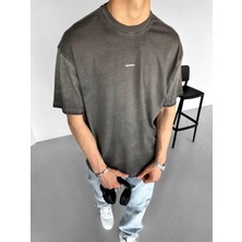 Abluka Online Erkek Oversize Yuvarlak Yaka Yıkamalı Catch T-Shirt Antrasit