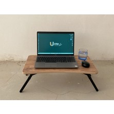 U Atölye Modern Laptop Tablet Bilgisayar Sehpası Katlanır Ayaklı Çalışma Kahvaltı Masası