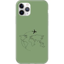 Gritty Apple iPhone 11 Pro Harita Uçak Yeşil Telefon Kılıfı
