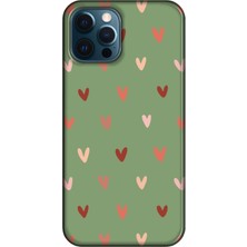 Gritty Apple iPhone 12 Pro Kalp Desen Yeşil Telefon Kılıfı
