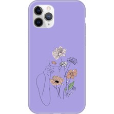 Gritty Apple iPhone 11 Pro Kadın Çiçek Lila Telefon Kılıfı