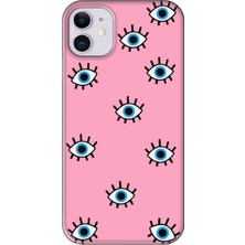 Gritty Apple iPhone 11 Nazar Gözler Pembe Telefon Kılıfı