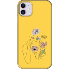 Gritty Apple iPhone 11 Kadın Çiçek Sarı Telefon Kılıfı