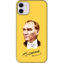 Gritty Apple iPhone 11 Atatürk Imzalı Sarı Telefon Kılıfı