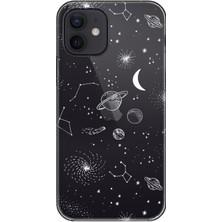 Gritty Apple iPhone 12 Gezegenler Şeffaf Telefon Kılıfı