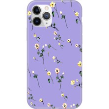 Gritty Apple iPhone 11 Pro Max Çiçekli Lila Telefon Kılıfı