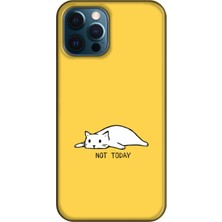 Gritty Apple iPhone 12 Pro Not Today Kedi Sarı Telefon Kılıfı