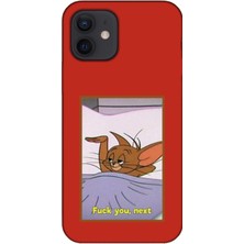 Gritty Apple iPhone 12 Jerry Kırmızı Telefon Kılıfı