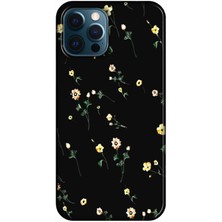 Gritty Apple iPhone 12 Pro Çiçekli Siyah Telefon Kılıfı